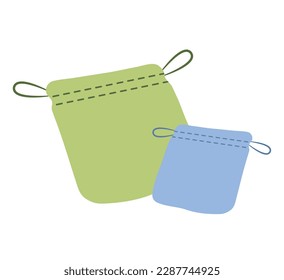 Concept Bath accessories bags. Presenting a charming flat vector illustration designed for web use, this delightful cartoon concept showcases bath accessories . Vector illustration.