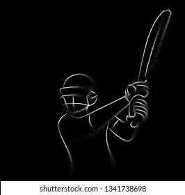 Concept of Batsman playing cricket - championship, Line art design Vector illustration.