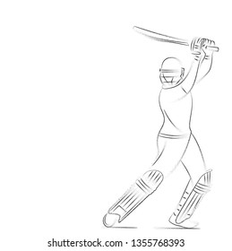 Concept of Batsman playing cricket - championship, Particle art design Vector illustration.