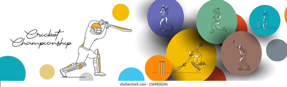 Concept of Batsman playing cricket - championship, Banner, Poster, Header and advertisement design Vector illustration.