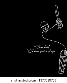 Concept of Batsman playing cricket - championship, Line art design Vector illustration.