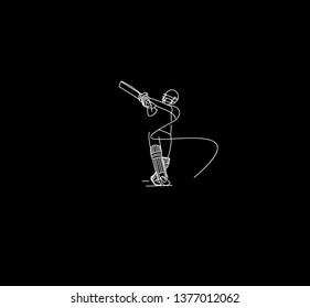 Concept of Batsman playing cricket - championship, Line art design Vector illustration.