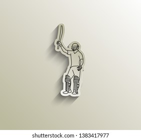 Concept of Batsman playing cricket - championship, Line art design Vector illustration.