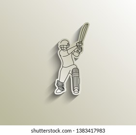 Concept of Batsman playing cricket - championship, Line art design Vector illustration.