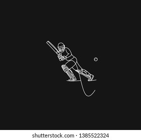 Concept of Batsman playing cricket - championship, Line art design Vector illustration.