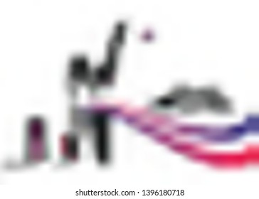 Concept of Batsman playing cricket - championship, Line art design Vector illustration.