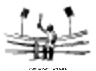 Concept of Batsman playing cricket raises his bat after scoring a full century - championship, Line art design Vector illustration.