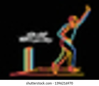 Concept of Batsman Playing Cricket Taises his Hand Appealing Out - championship, Line art design Vector illustration.