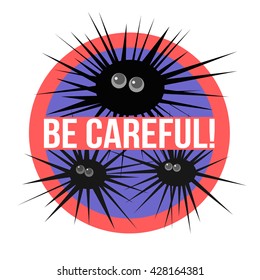 Concept of a beach sign warning about sea urchin in the water.