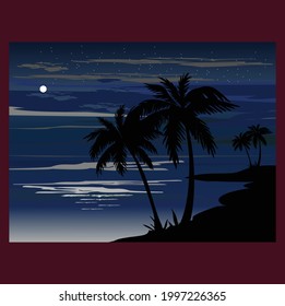 The concept of Beautiful moon in tropical beach is simple and elegant