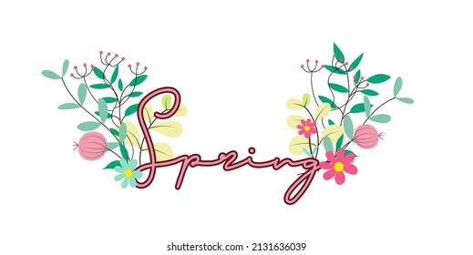 The concept of the beginning of spring. Pastel Plant leave and flower good for spring time.