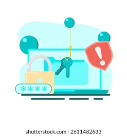 concept of being alert to data theft on devices. flat style illustration.
