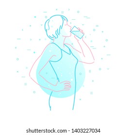 Fit Girl Drinking Water Stock Illustrations Images