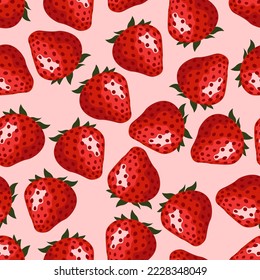 The concept of berries collected in a seamless pattern. Pink background. Background for textile and vinyl print. Vector image.