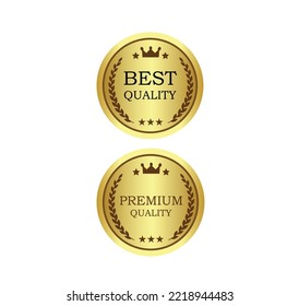 concept of best quality stamps golden vector illustration design