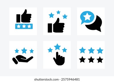 Concept of best ranking.stars  review. Rate icons set, positive icon set with white background