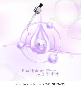 concept of Beta hydroxy acid , BHA for Skin Care Cosmetic poster, banner design