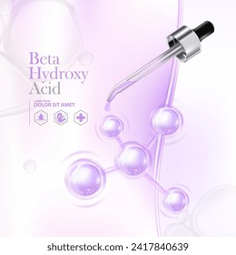 concept of Beta hydroxy acid , BHA for Skin Care Cosmetic poster, banner design