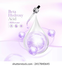 concept of Beta hydroxy acid , BHA for Skin Care Cosmetic poster, banner design