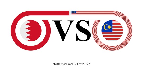 concept between bahrain vs malaysia. vector illustration isolated on white background