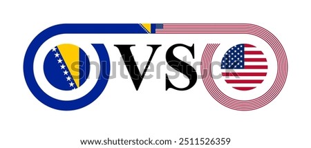 concept between bosnia vs united states. vector illustration isolated on white background