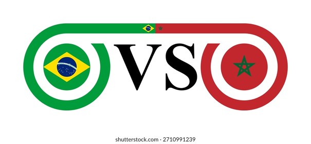 Konzept zwischen Brasilien und Marokko . Vektorgrafik einzeln auf weißem Hintergrund