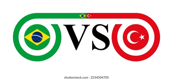 concept between brazil vs turkey. vector illustration isolated on white background