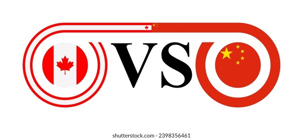 concept between canada vs china. vector illustration isolated on white background