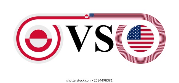 concept between greenland vs united states. vector illustration isolated on white background
