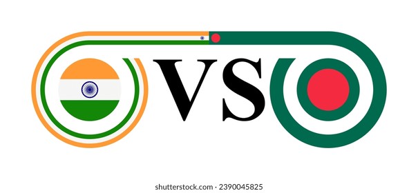 concept between india vs bangladesh. vector illustration isolated on white background