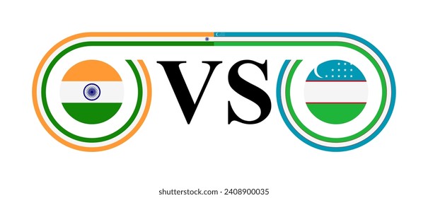 concept between india vs uzbekistan. vector illustration isolated on white background