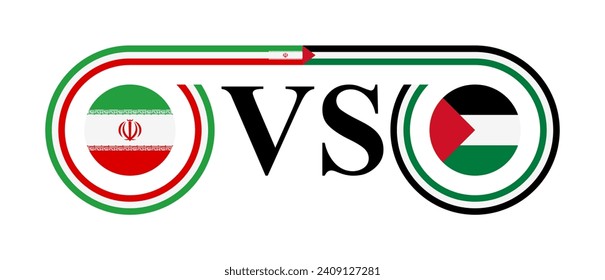 concept between iran vs palestine. vector illustration isolated on white background