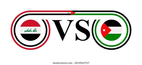 Konzept zwischen iraq und jordan. Vektorgrafik einzeln auf weißem Hintergrund