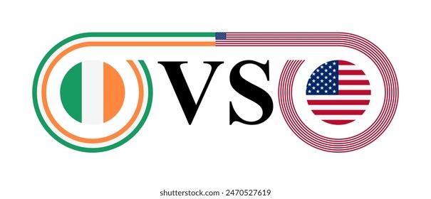 concept between ireland vs united states. vector illustration isolated on white background