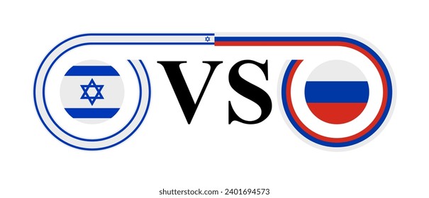 concept between israel vs russia. vector illustration isolated on white background