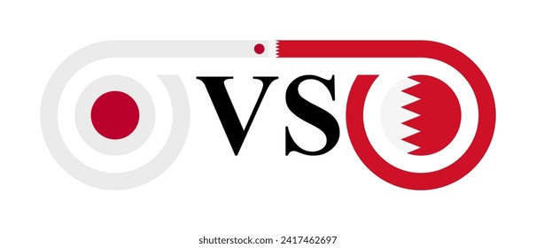 concept between japan vs bahrain. vector illustration isolated on white background