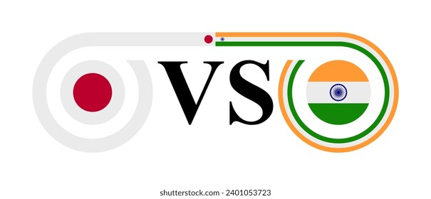 concept between japan vs india. vector illustration isolated on white background