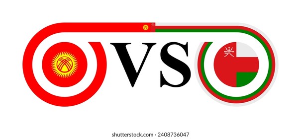 concept between kyrgyzstan vs oman. vector illustration isolated on white background