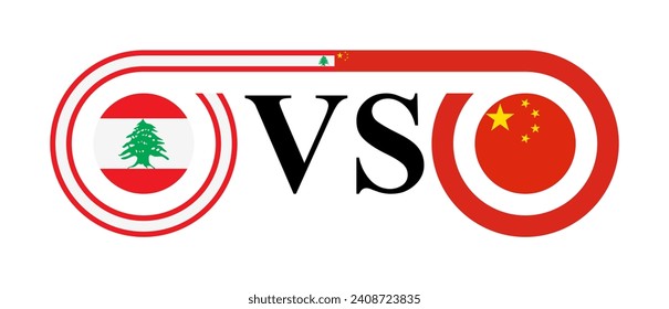 concept between lebanon vs china. vector illustration isolated on white background