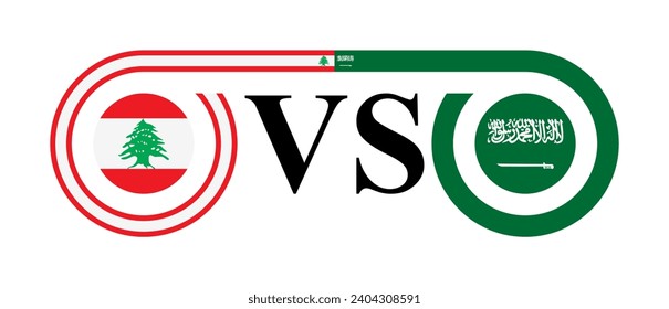 Konzept zwischen lebanon und saudi arabia. Vektorgrafik einzeln auf weißem Hintergrund