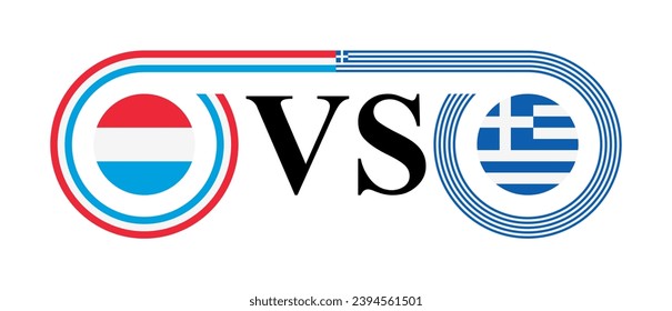 concept between luxembourg vs greece. vector illustration isolated on white background