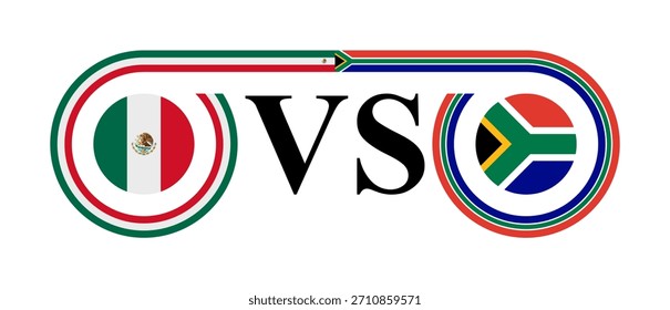 concept between mexico vs south africa. vector illustration isolated on white background