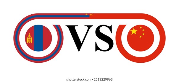 concept between mongolia vs china. vector illustration isolated on white background
