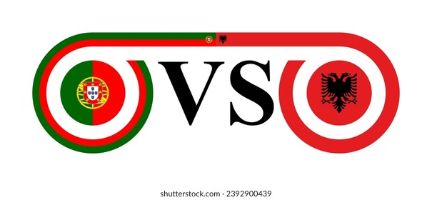 concept between portugal vs albania. vector illustration isolated on white background