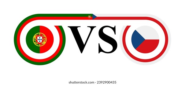 concept between portugal vs czech repiblic. vector illustration isolated on white background