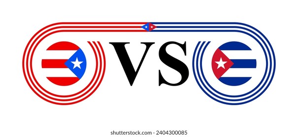 concept between puerto rico vs cuba. vector illustration isolated on white background