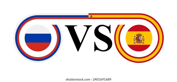 concept between russia vs spain. vector illustration isolated on white background