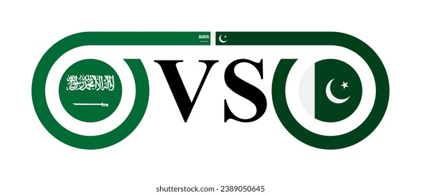 concept between saudi arabia vs pakistan. vector illustration isolated on white background