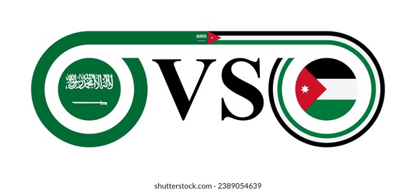 concepto entre arabia saudita vs jordania. ilustración vectorial aislada en fondo blanco