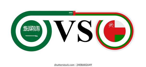 concept between saudi arabia vs oman. vector illustration isolated on white background